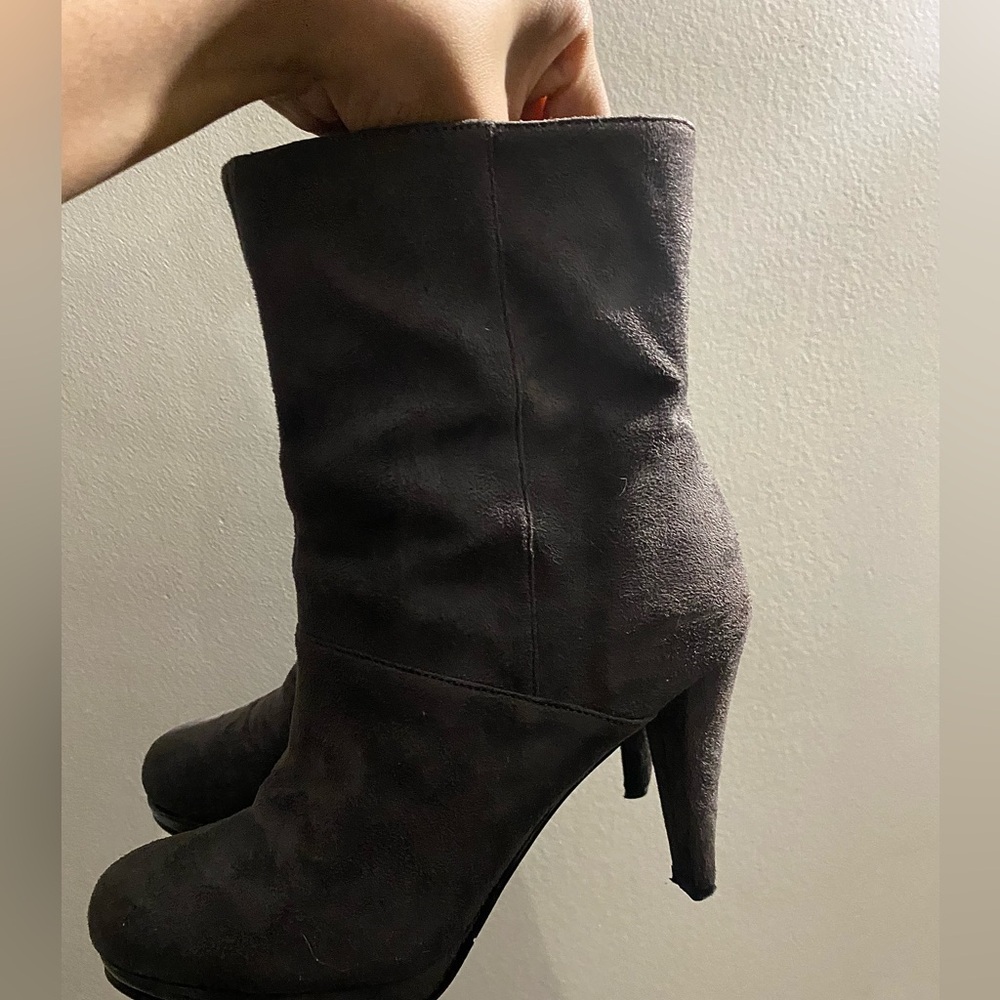 dark grey ankle boots